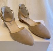 Paul Green beige suede leather d’orsey flats ankle strap USA size 10 or 7.5 UK