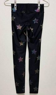 Terez Rainbow Black Tonal Star Foil UpLift Leggings