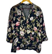 Alice + Olivia Silk Blend Floral Relaxed Fit Button Down Top Size Small