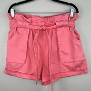 Coral Pink Belted Paperbag Woven Shorts Medium NWT Preppy Casual