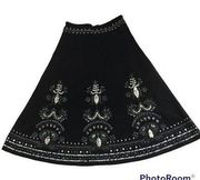 Basil&Maude black beaded Maxi Linen Skirt Size small  , lined