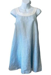 Pacific&Co Island  blue white railroad stripe linen a line dress