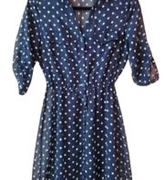 Maurice’s navy and white polka dot dress size small