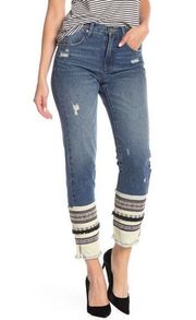 BlankNYC Embellished Straight Leg Denim Blue Jeans