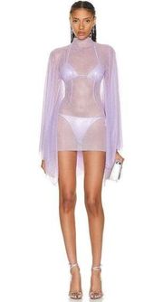 LaQuan Smith Mini Dolman Sleeves Dress in Lilac Medium New Womens Cocktail