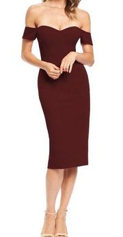 Dress The Population Burgundy Bailey Off Shoulder Body-Con Dress Women's Small