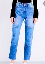 Sandro Misty Star Stitched Straight High-Rise Jeans