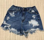 American Eagle Distressed High Rise Mom Shorts