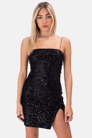 Cheri Sequins Black Mini Dress