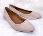 KIKI stitch blush pink kid suede leather ballet flats pointed toe size 8M