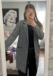 Black and White Plaid Peacoat