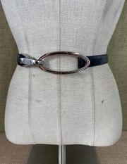 Womens  Black Leather Dress Belt S-M