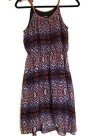 A.Byer Blue/Orange Aztec print sleeveless dress