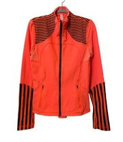 Lululemon  Women's Track Jacket Orange Black Stripe Trim Zip Up Pockets Stretch 8