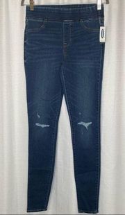 Distressed Blue Denim Rockstar Jeggings Size 6 Tall 🆕