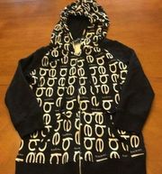 Bebe Logo Hoodie Sweatshirt Black & White XS