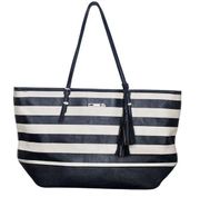 Nine West Black and White Striped Tote Bag Shoulder Bag Large