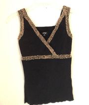 Mango Knit Beaded Tank Top Black M