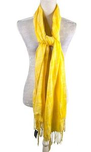 Ralph Lauren Scarf Yellow Striped Monogram Fringe New