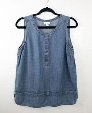 J. Jill Blue Chambray Sleeveless Blouse