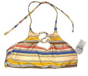 NWT Hot Water Stripe Halter Bikini Top XL