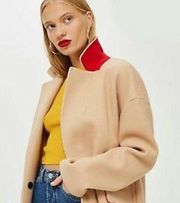 AVAILABLE NWT Topshop tall relaxed coat one button beige jacket us 4