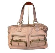 VINTAGE Cynthia Rowley Women's Tan Leather Multi-Pocket Carryall Handbag