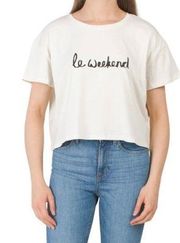 “Le Weekend” Graphic Crop Tee S