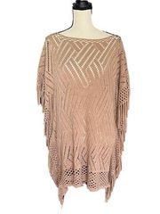 Steve Madden loose knit crotchet fringe pull over poncho. Size OSFM