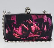 Night Flowers skull box clutch with detachable chain strap