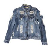 HIGHWAY JEANS JACKET DISTRESSED DENIM OUTWEAR GRUNGY WEATHERED RIPPED COTTON