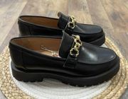 Sam & Libby Black Lug Sole Chunky Loafers Womens 8.5 NEW *No Box*