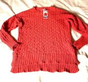 Seven 7 Chenille chunky coral sweater S NWT