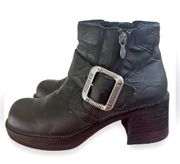 Harley Davidson Boots US Womens Size 10 Black Leather Y2K Chunky Buckle Grunge‌