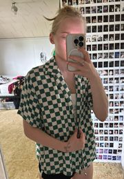 Wild Fable Green Checkered Button Up