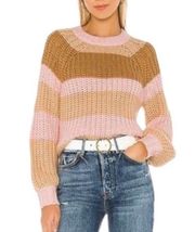 Mariposa Striped Chunky Knit Crewneck Pullover Sweater