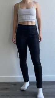 Dark Plaid Skinny High Waisted Pants