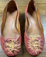 Naya Anthropologie Rustica Leather Slip On Shoes Womens 9.5M Brown Flower