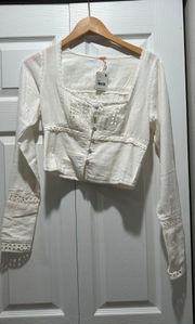 Cream Lace Long Sleeve Top