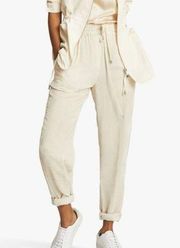 REISS Felicity high-waist jersey jogging bottoms in neutral size 2