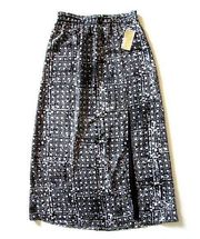 NWT MICHAEL by Michael Kors Dot Print in Black Ivory Slit Maxi Skirt S $99.50