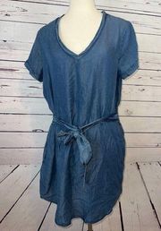 NWT Silver Jeans Denim Dress size XL Extra Large Smocked Chambray Pockets Shirt