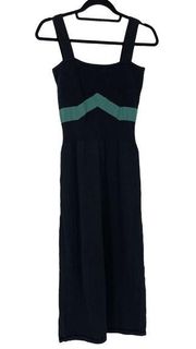 Mila Zovko Womens Size Large Dress Luna Sleeveless Maxi Black Green Colorblock