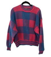 Vintage 90s Lizsport Geometric Checkerboard Sweater