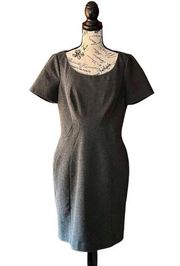 T tahari womens gray wool blend sheath knee length pencil dress 12 Business