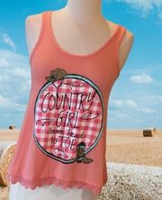 Country Cowgirl Tank Top Red Camel Western Shirt Womens XS