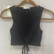 Glassons Women's Basic Black Sleeveless Tie Crop Top Shirt Sz S