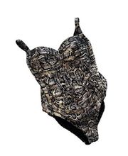 One Piece Bond-Eye Australia Brown Snakeskin Ruched  Swimsuit, Sz US 12