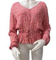Pink floral long sleeve blouse size large