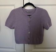 NWT Francesca’s Purple Fluffy Knitted Short Sleeved Cardigan with Shinny Buttons